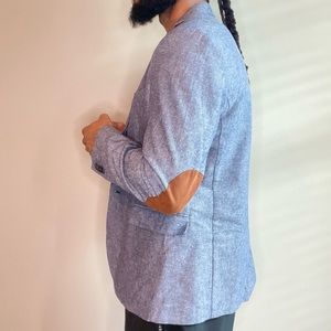 H&M Suit Jacket with Elbow Pads, Size 40R, Color: Blue, Slim Fit